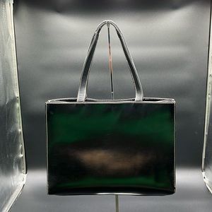 Vintage Gruppo Italiano Black Leather Elegant Evening Shoulder Bag HandBag Purse